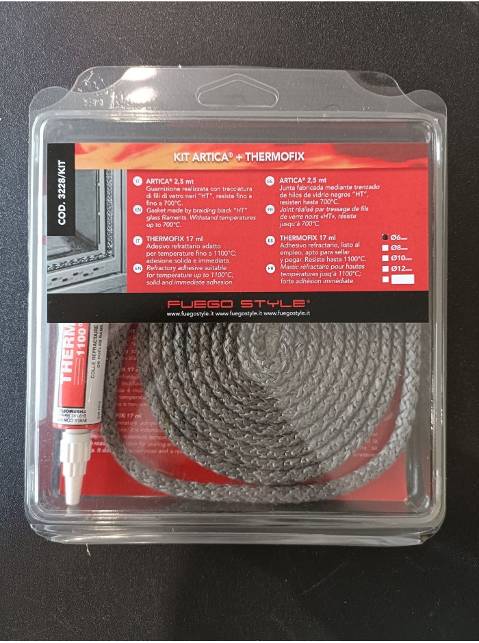 Kit guarnizione Diam.6mm professionale, resistente fino a 750° con adesivo